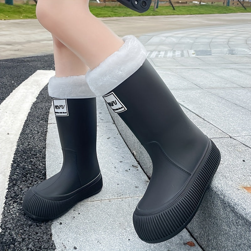 Women's Waterproof Rain Boots High Tube Warm Work Shoes