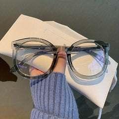 Retro Large Round Clear Lens Blue Light Blocking Glasses