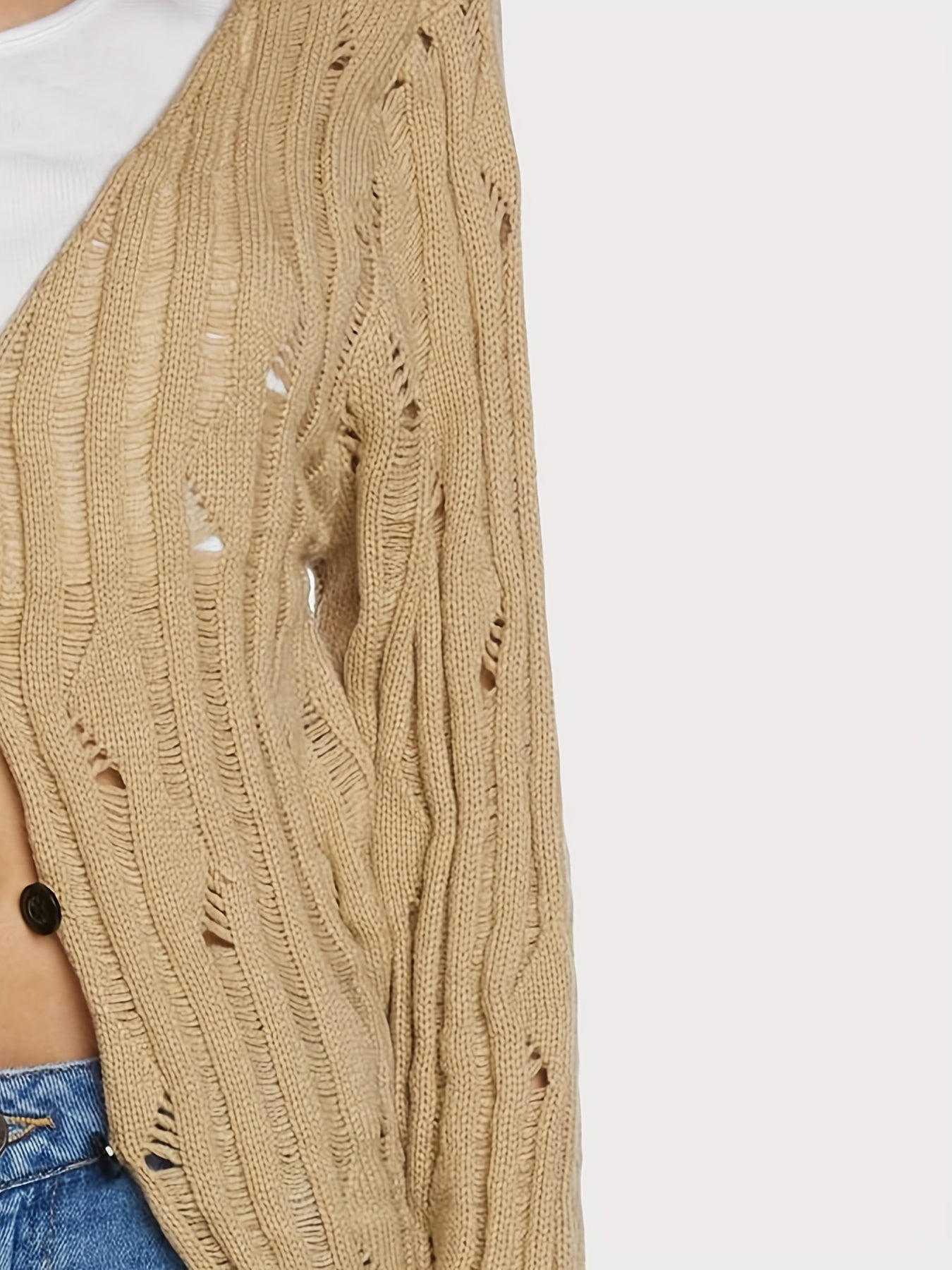 Button Front Cut Out Cardigan for Women
