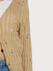 Button Front Cut Out Cardigan for Women
