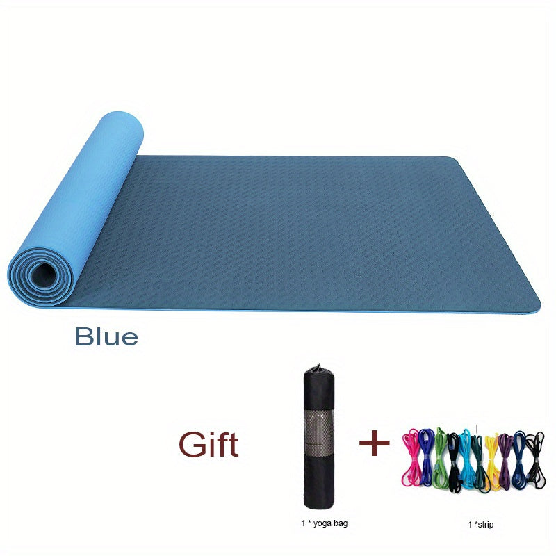 Solid TPE Yoga Mat Non-slip Fitness Mat for Exercise Skipping Yoga Pilates