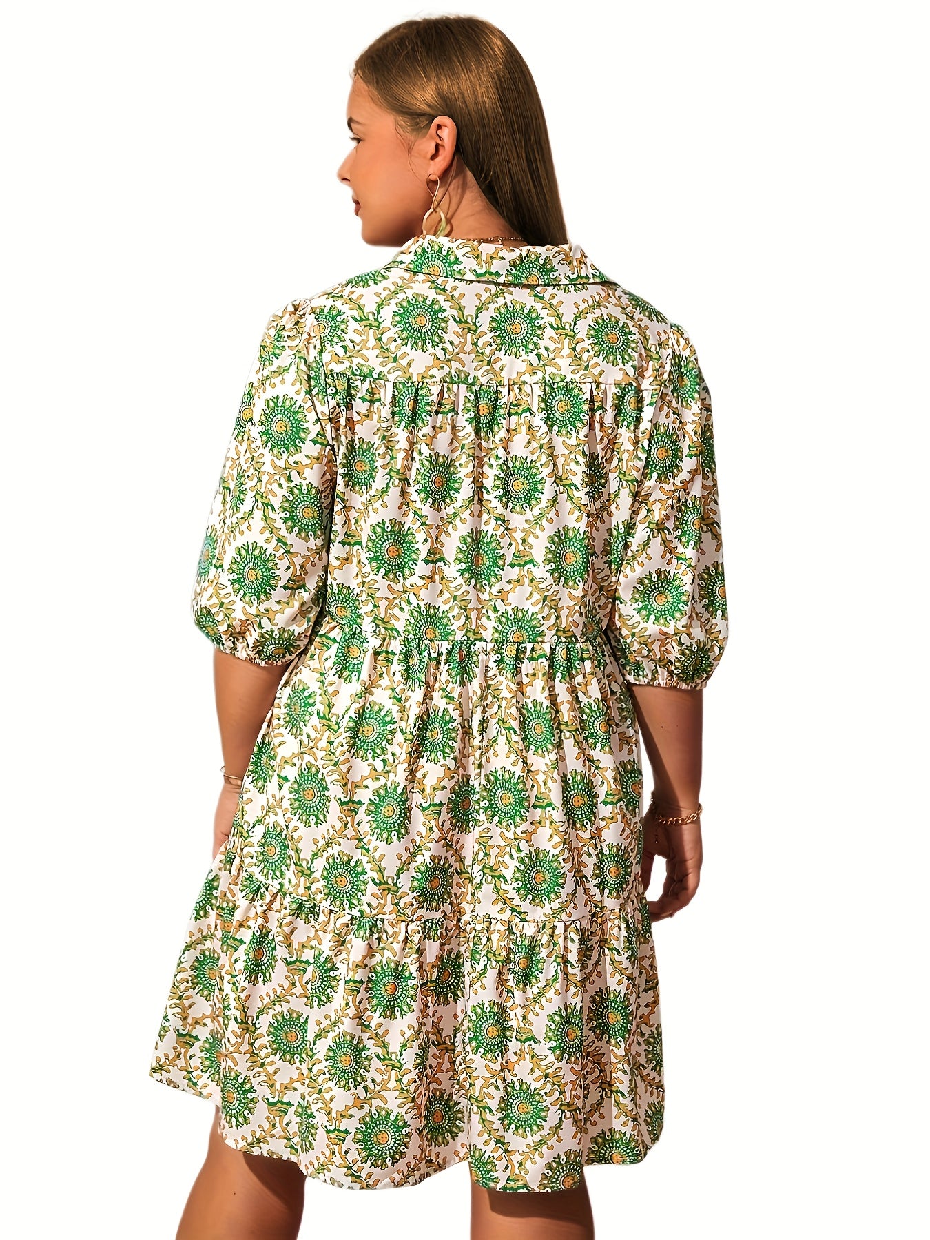 Floral Print Button-Up Maxi Dress with Puff Sleeves