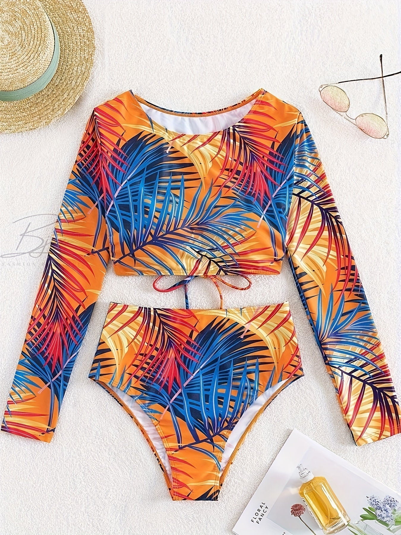 Tropical Print Tankini Set Women's Swimsuit