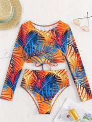 Tropical Print Tankini Set Women's Swimsuit