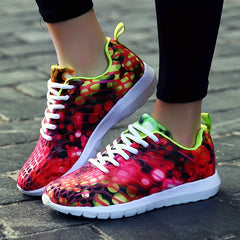 Women's Printed Lace-up Sports Shoes Breathable Outdoor Sneakers