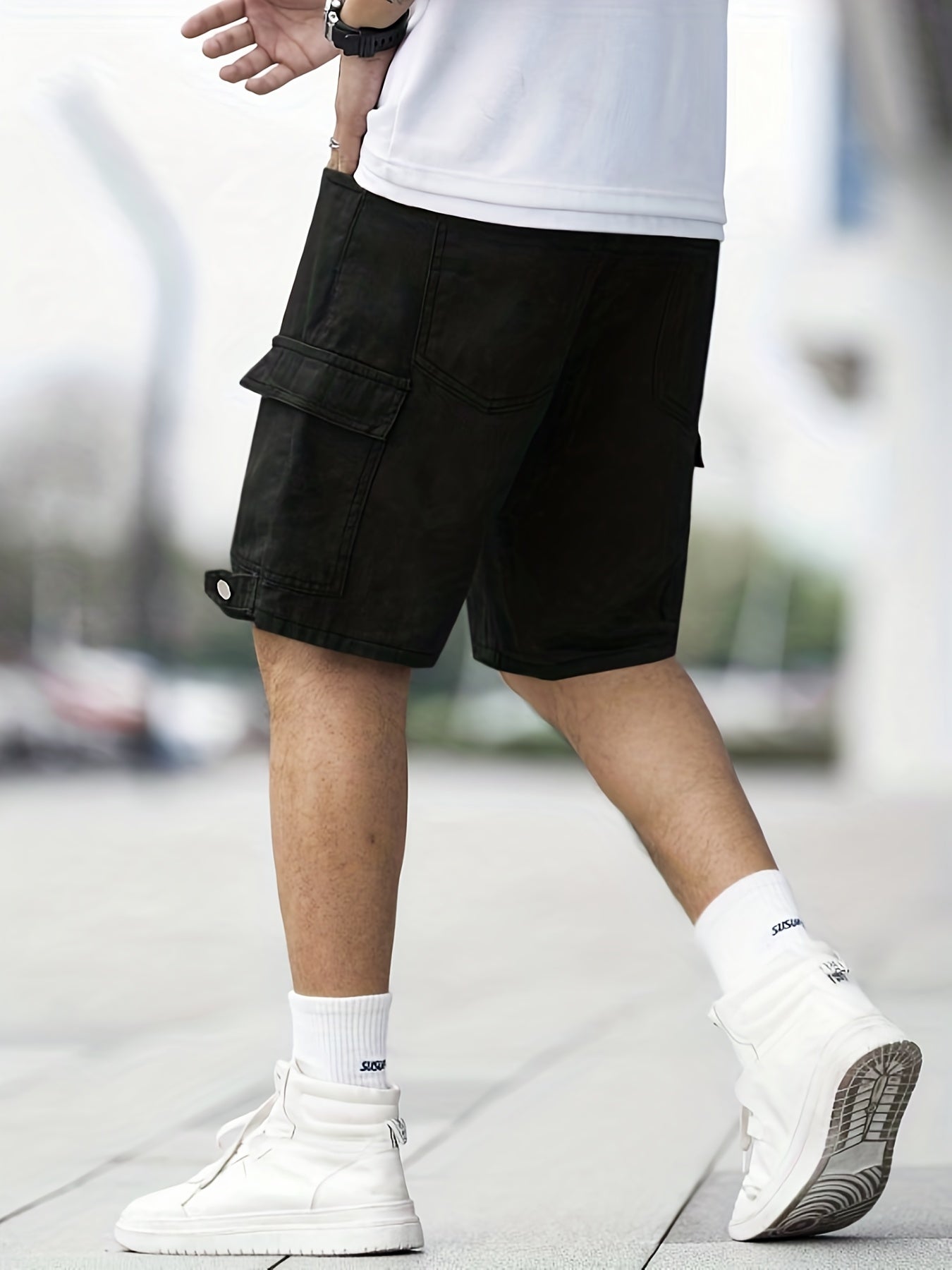 Classic Cargo Cotton Denim Men's Shorts for Summer