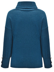 Women's Turtleneck Knitted Button Sweater