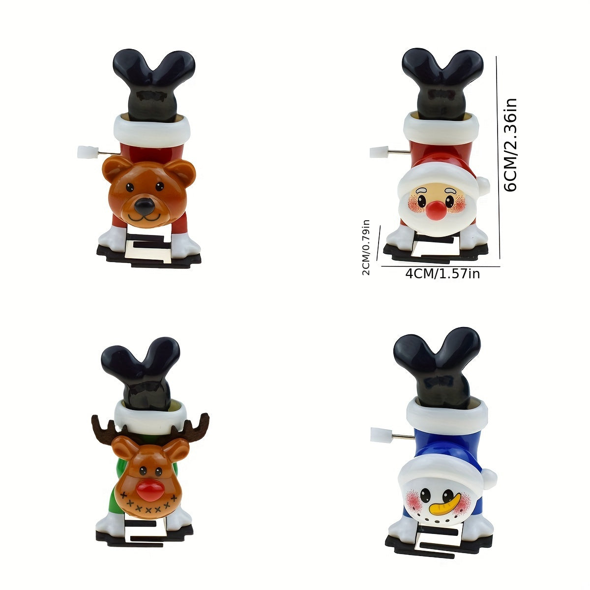 Wind Up Santa Claus Snowman Toy