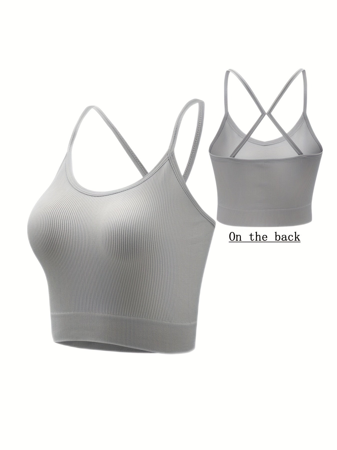4pcs Ribbed Cross Back Cami Tops No Padding Women's Lingerie