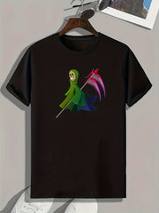 Skeleton Print Men's Graphic T-shirt for Summer
