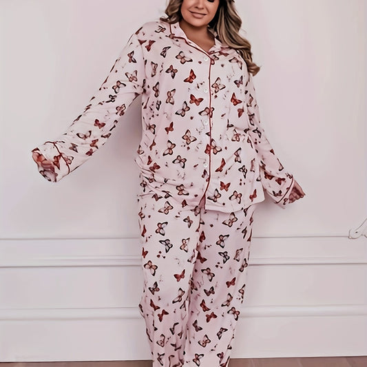 Butterfly Print Long Sleeve Pajama Set
