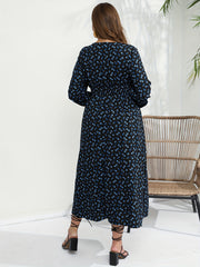 Ditsy Print Long Sleeve Maxi Dress