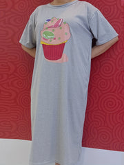 Ice Cream Print Lounge Dresses Soft & Comfy Short Sleeve Loose Home Dress