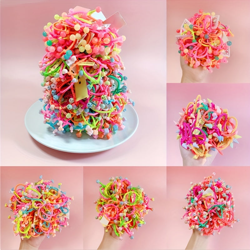 100pcs Sweet Hair Tie Elastic Hair Bands Ponytail Holders for Baby Girls
