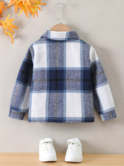 Toddler Boys Plaid Jacket Long Sleeve Button Down Coat