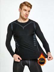 Men's Warm Fleece Athletic Tracksuit Skinny Fit Long Sleeve Jersey