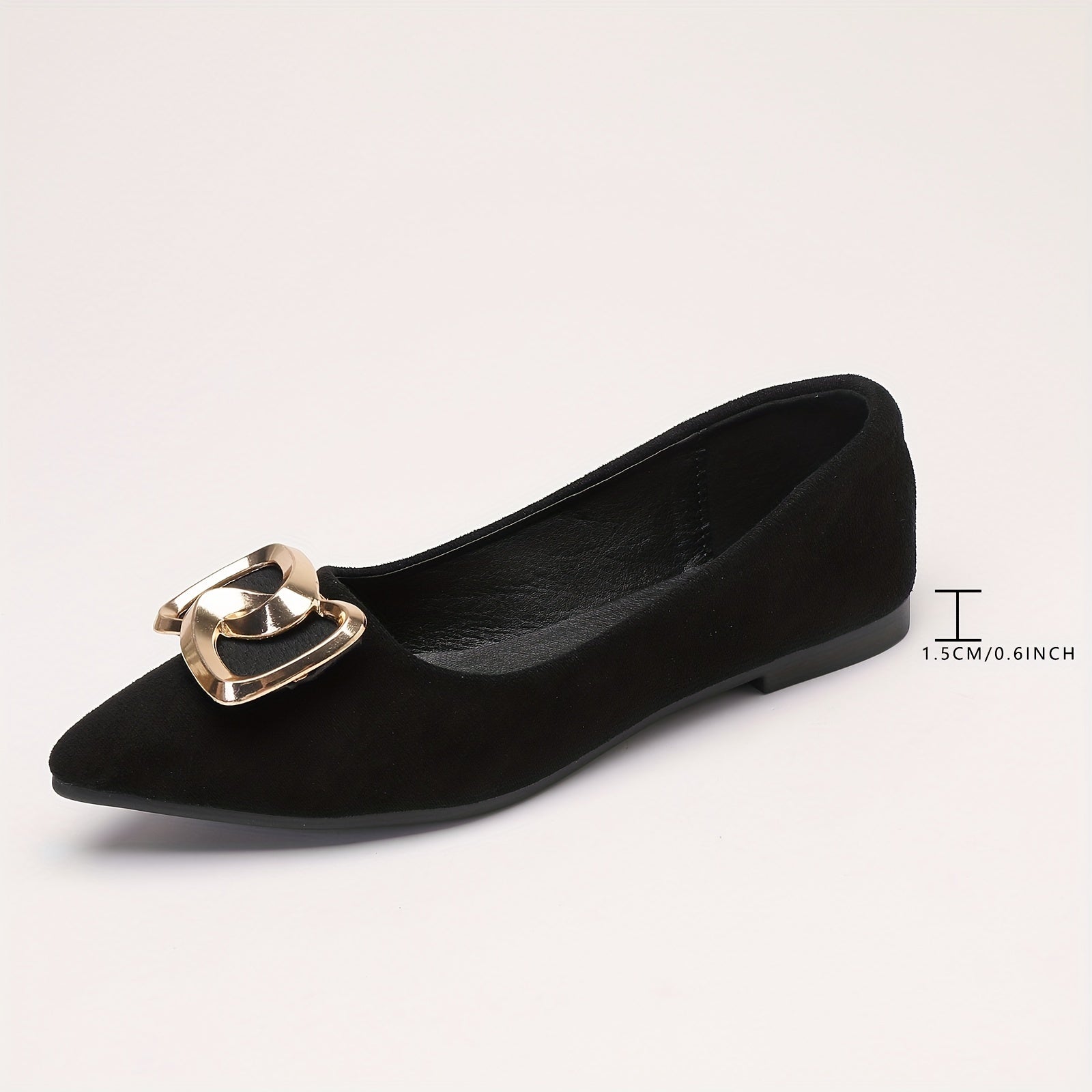 Chain Decor Pointed Toe Ballet Flat Shoes