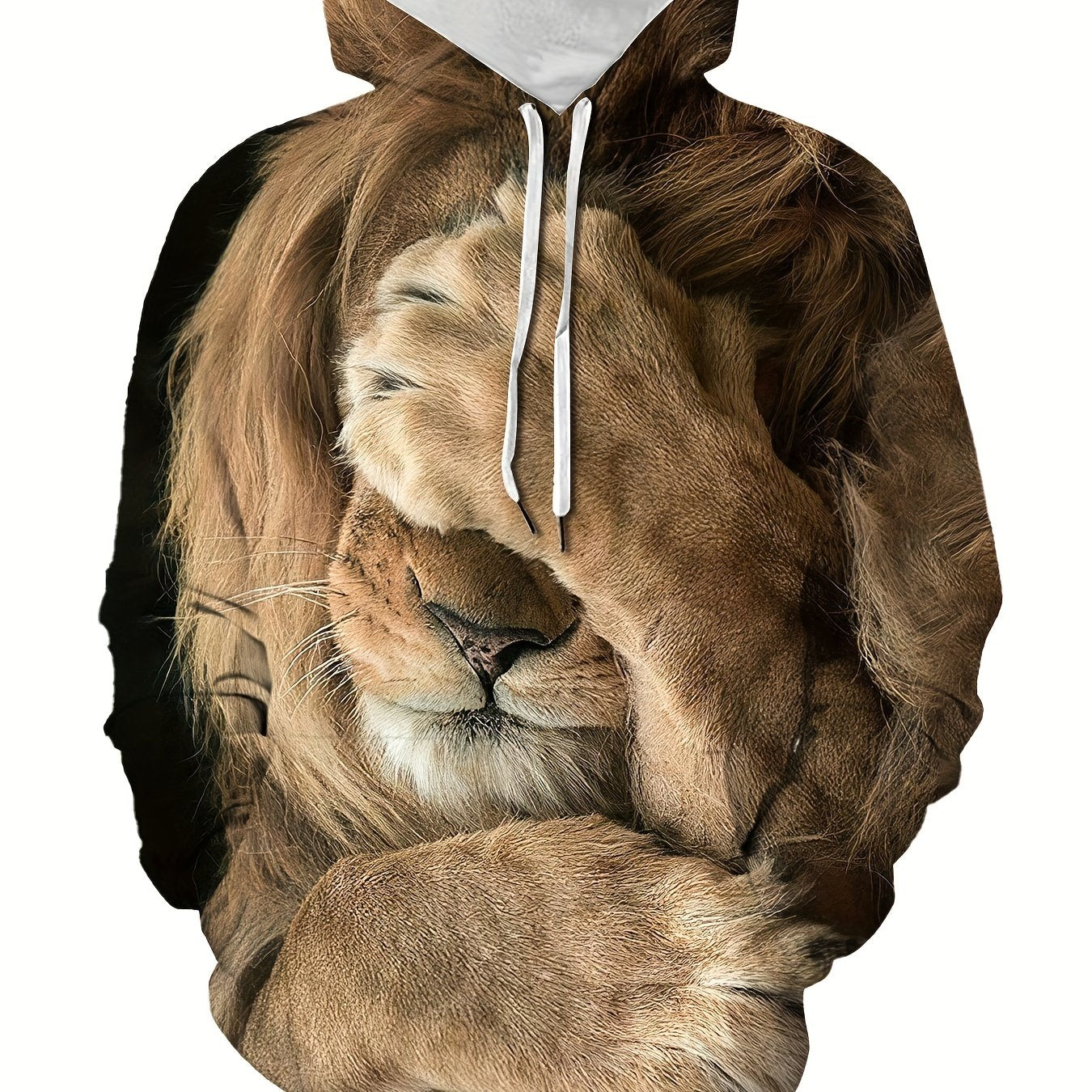 Lion 3D Print Sports Hoodie Men's Casual Pullover Hooded Sweatshirt