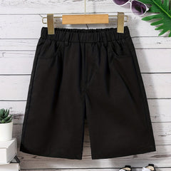 Boys Casual Solid Middle Pants With Pockets For Big And Tall Boys