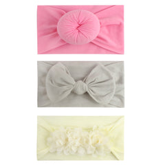 3pcs Nylon Soft Baby Headbands, 0-3 Yrs