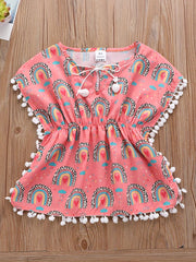Baby Girls Cartoon Graphic Sleeveless Cover Up Dress