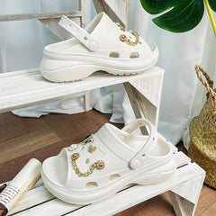 Women's Charms Platform Clogs Open Toe Slides Shoes