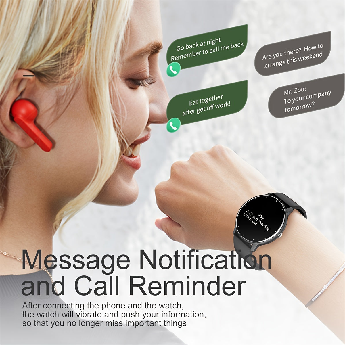 Waterproof Smart Watch Full Touch Screen Silicone Band