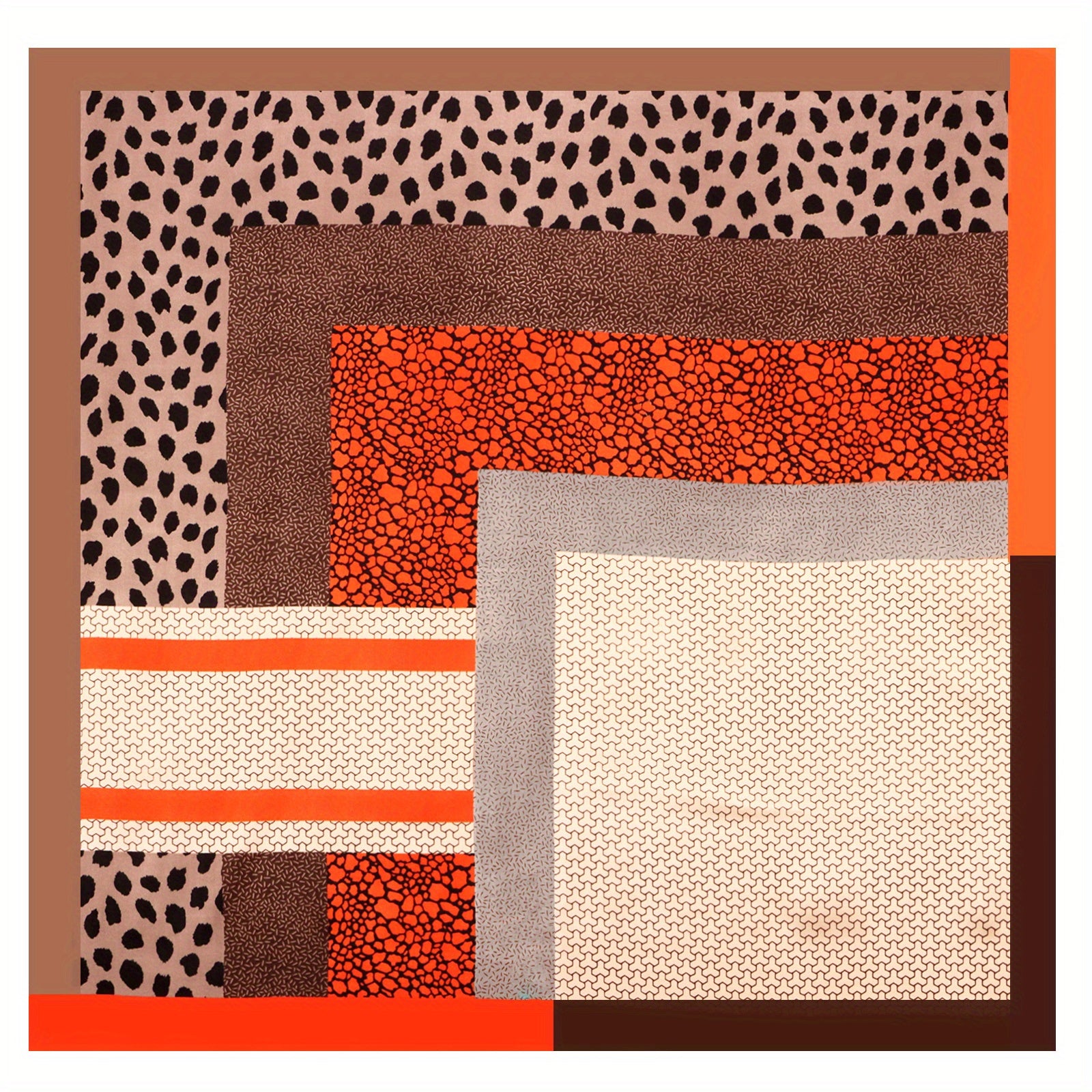 70 cm Orange Leopard Print Bandana Silk Square Scarf
