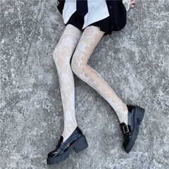 Floral Jacquard Fishnet Tights Gothic Pantyhose Women's Stockings