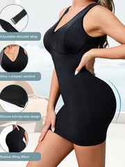 Shaping Tank Dress V Neck Tummy Control Slimming Body Shaper
