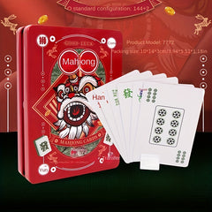 Travel Mahjong Portable Table Game 144 Tiles 2 Dice & Case