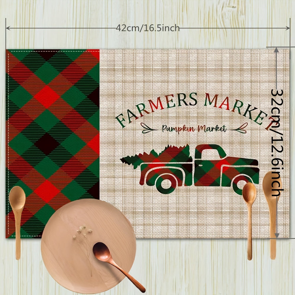 Christmas Santa Claus Mat Non Slip Heat Resistant Kitchen Table Cotton Linen Mat