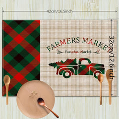 Christmas Santa Claus Mat Non Slip Heat Resistant Kitchen Table Cotton Linen Mat