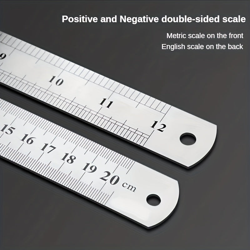 Double Sided Stainless Steel Ruler 15" Metric Imperial DIY Tool