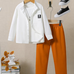 Toddler Boy's 3pcs Shirt & T-shirt & Pants Set Clash Casual Outfits