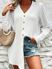 Women's Ribbed Button Up V Neck Cardigan