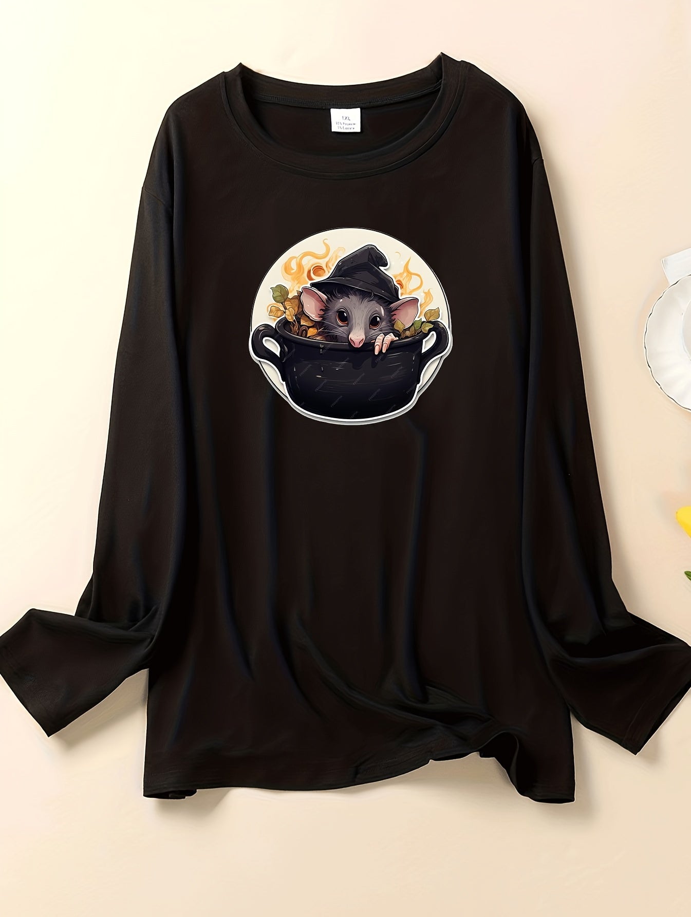 Women's Mouse Print Long Sleeve Lounge Top