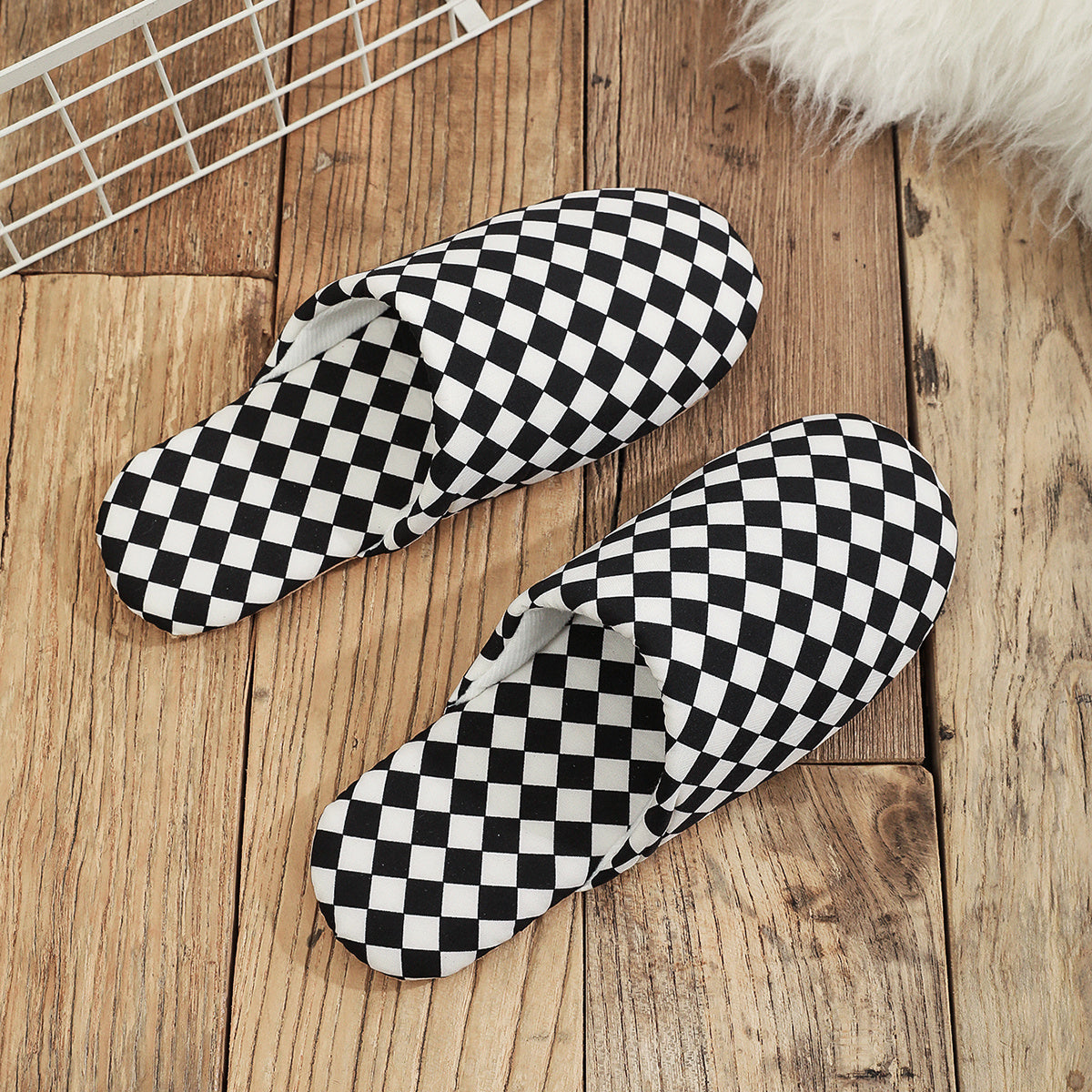 Men's Plaid Slip On Slippers, Casual Lightweight