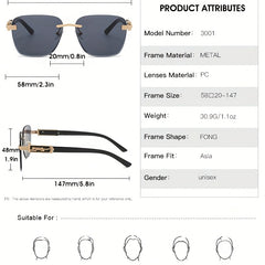 Ombre Lens Rimless Sunglasses Metal Leopard Decor UV400