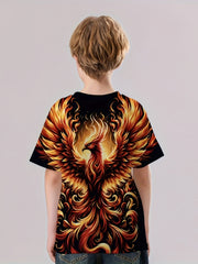 Phoenix 3D Print Boy's Tee Short Sleeve Comfortable Summer Sport