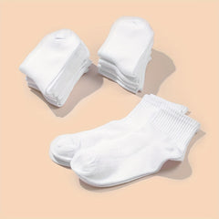10 Pairs Kids Plain Breathable Short Socks