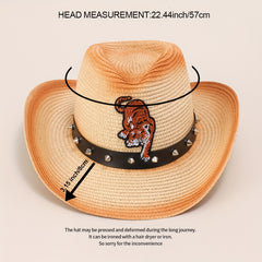 Gradient Jazz Cowboy Straw Hat Outdoor Fishing Sun Hat Men's Beach Hat