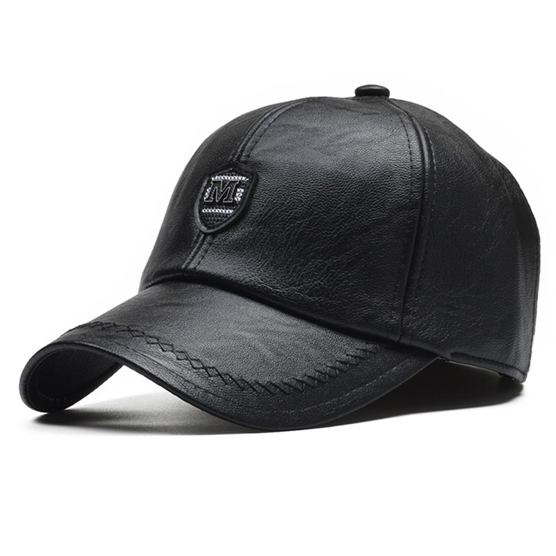 Men's Casual PU Leather Baseball Cap
