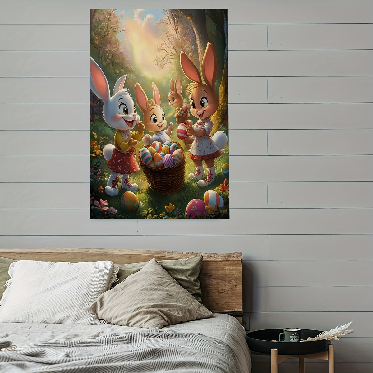 Colorful Bunny Characters Easter Canvas Art