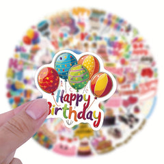 55 Cartoon Happy Birthday Stickers for Decorating Stationery Water Cups Mobiles