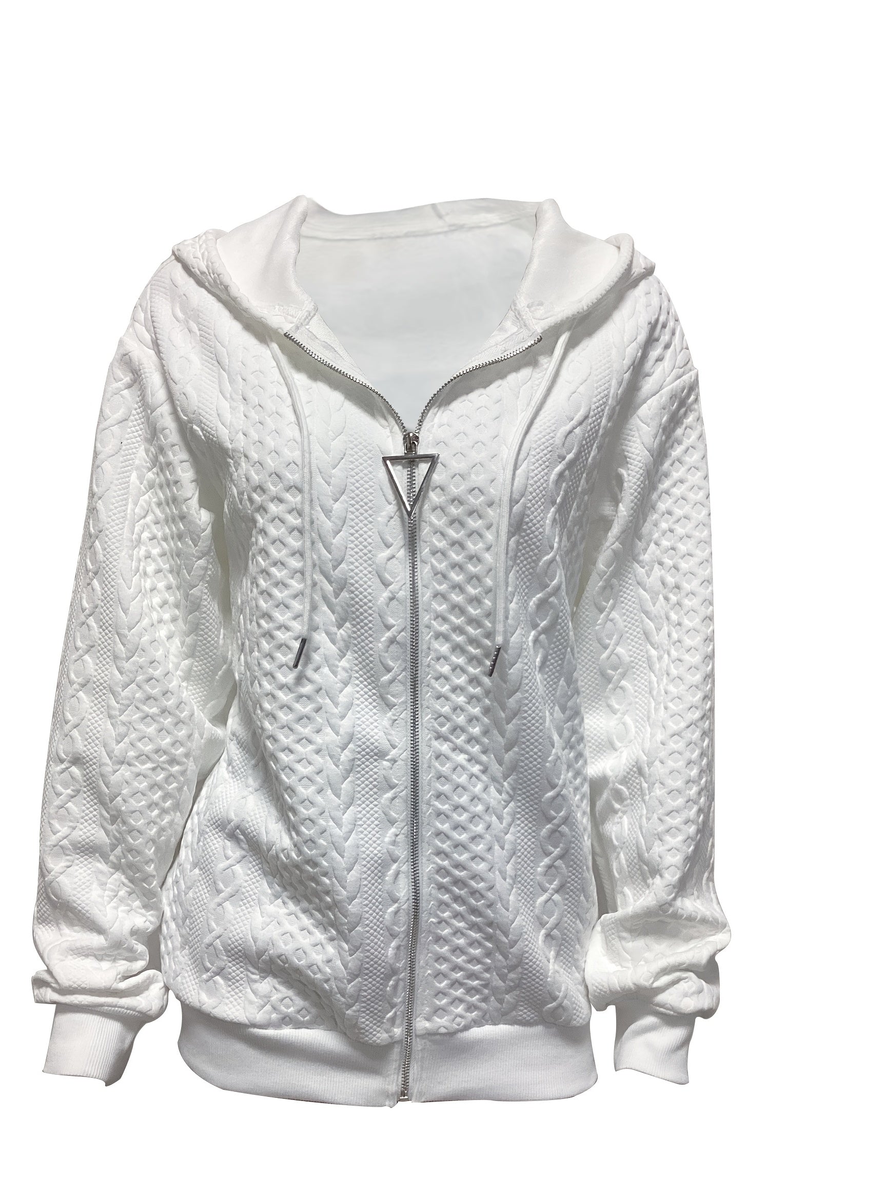 Solid Zip Up Hoodie Casual Long Sleeve Drawstring Hoodies