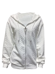 Solid Zip Up Hoodie Casual Long Sleeve Drawstring Hoodies