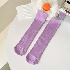 Girls Kids Cotton Knee High Socks Straight Board Stockings - Four Seasons