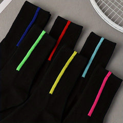 6 Pairs Striped Crew Socks Women's Stockings