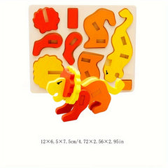 Wooden 3D Animal Jigsaw Puzzle - Educational Building Blocks